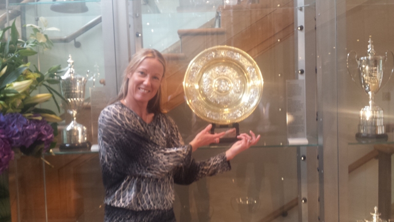Our Champion Sarah with Ladies Trophy at Wimbledon